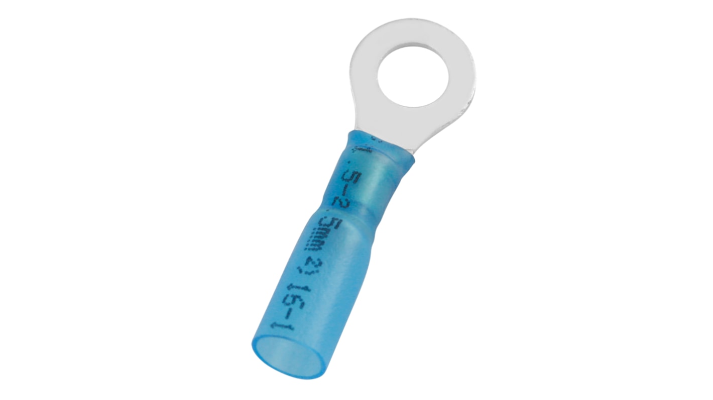 RS PRO Insulated Ring Terminal, 6.4mm Stud Size, 1.5mm² to 2.5mm² Wire Size, Blue