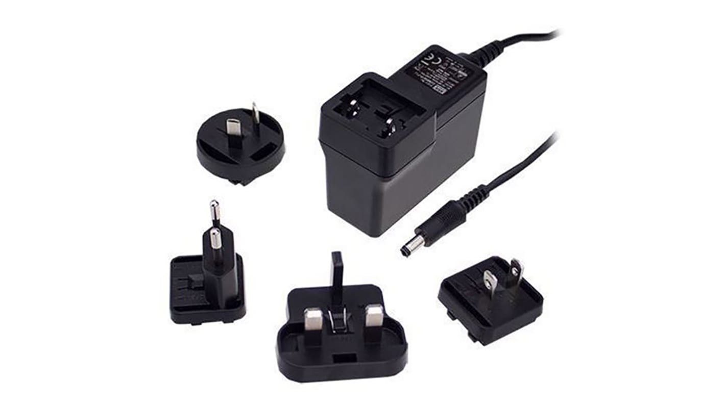 MEAN WELL GEM60I Steckernetzteil AC/DC-Adapter 60W, 100V ac, 48V dc / 1.25A Medizin-Zulassung, Universal-Stecker