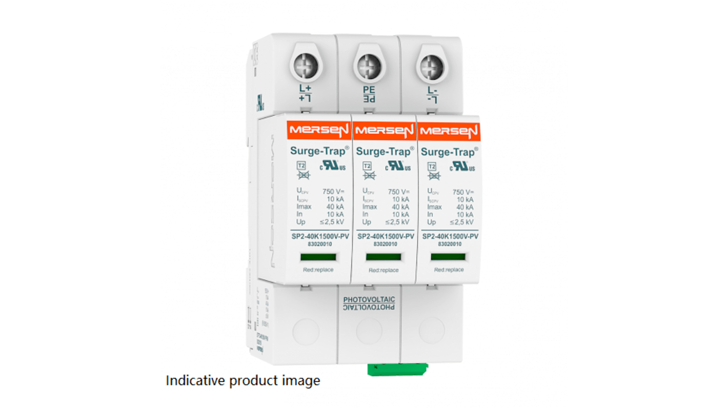 Dispositivo de protección frente a transitorios Mersen, Cartucho de recambio SPD Mersen tipo 2, 530 V dc, 40kA,