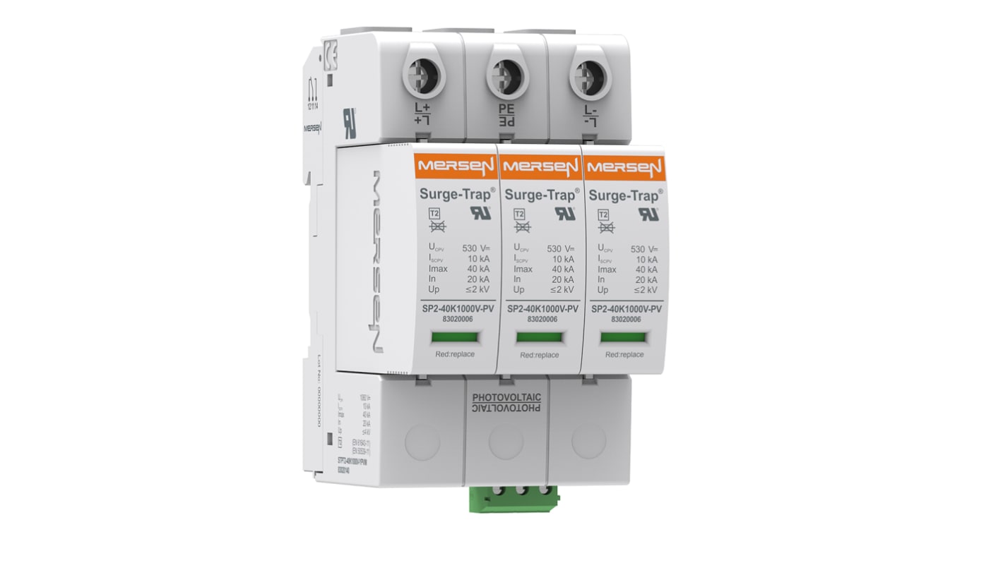 Mersen, STPT2 Surge Protection Device 1060 V dc Maximum Voltage Rating 40kA Maximum Surge Current Type 2 Mersen SPD