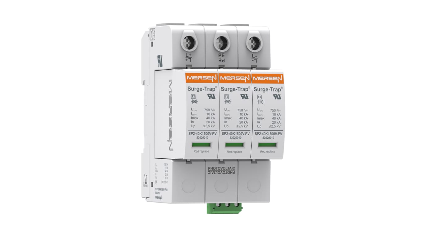 Mersen, STPT2 Surge Protection Device 1500 V dc Maximum Voltage Rating 40kA Maximum Surge Current Type 2 Mersen SPD