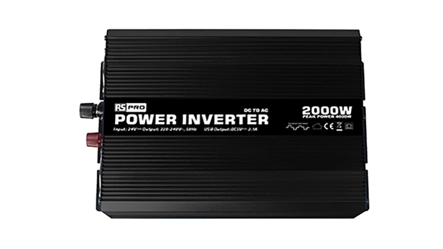 Inverter di potenza RS PRO, ingresso 12V cc, uscita 230V, 17.39A, 2000W, connettore Universale