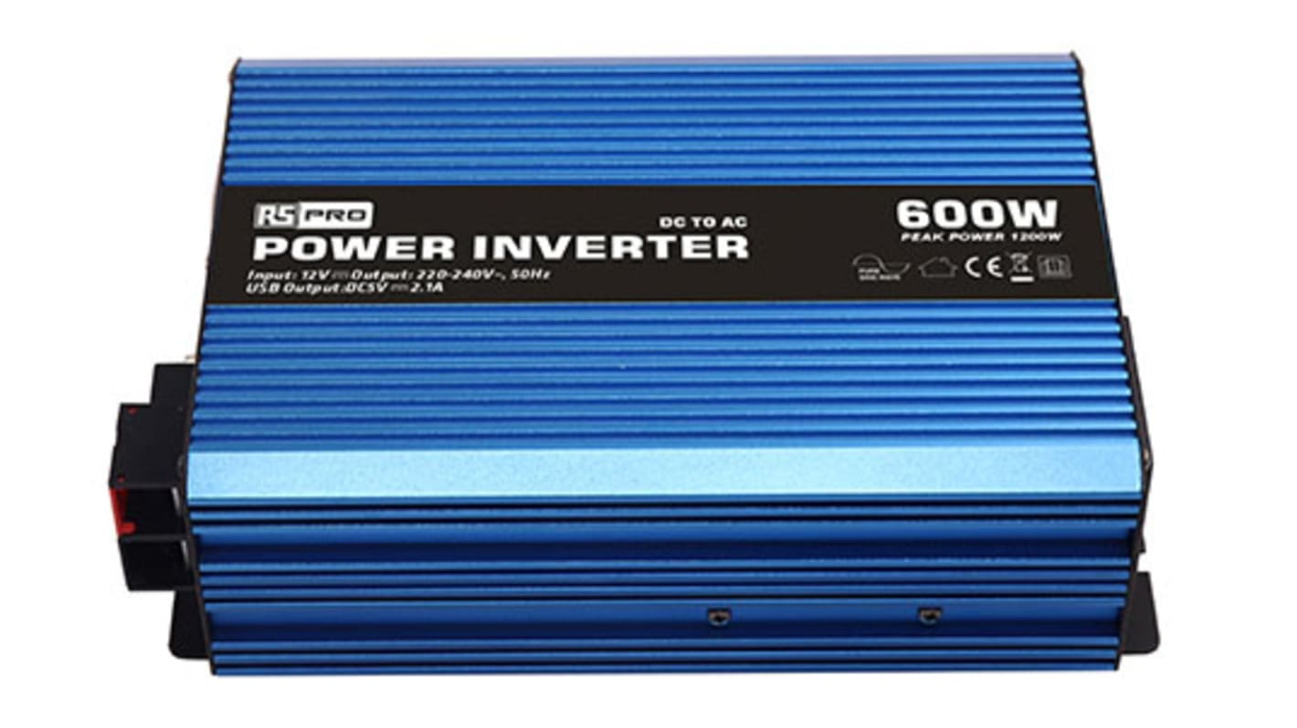 Inverter di potenza RS PRO, ingresso 12V, uscita 230V, 5.22A, 600W, connettore Universale