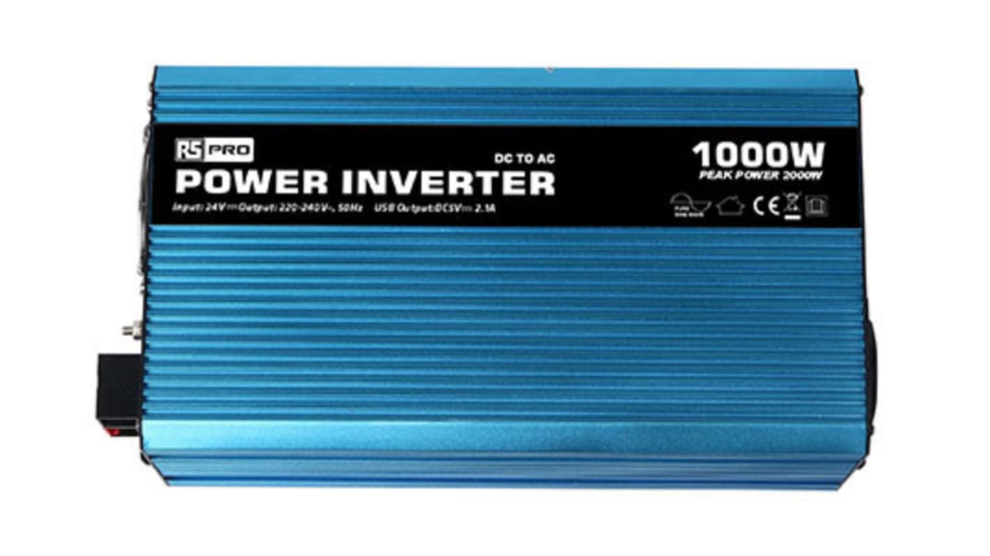 Inverter di potenza RS PRO, ingresso 24V, uscita 230V, 8.7A, 1000W, connettore Universale