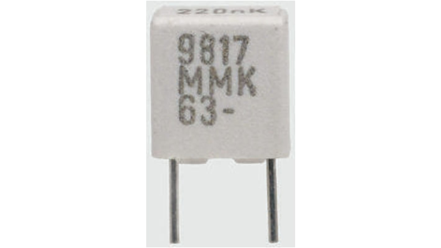 KEMET MMK Polyester Film Capacitor, 63 V ac, 100 V dc, ±10%, 3.3μF, Through Hole