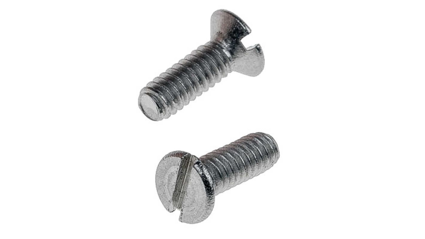 RS PRO Slot Countersunk A2 304 Stainless Steel Machine Screws DIN 963, M1.4x8mm