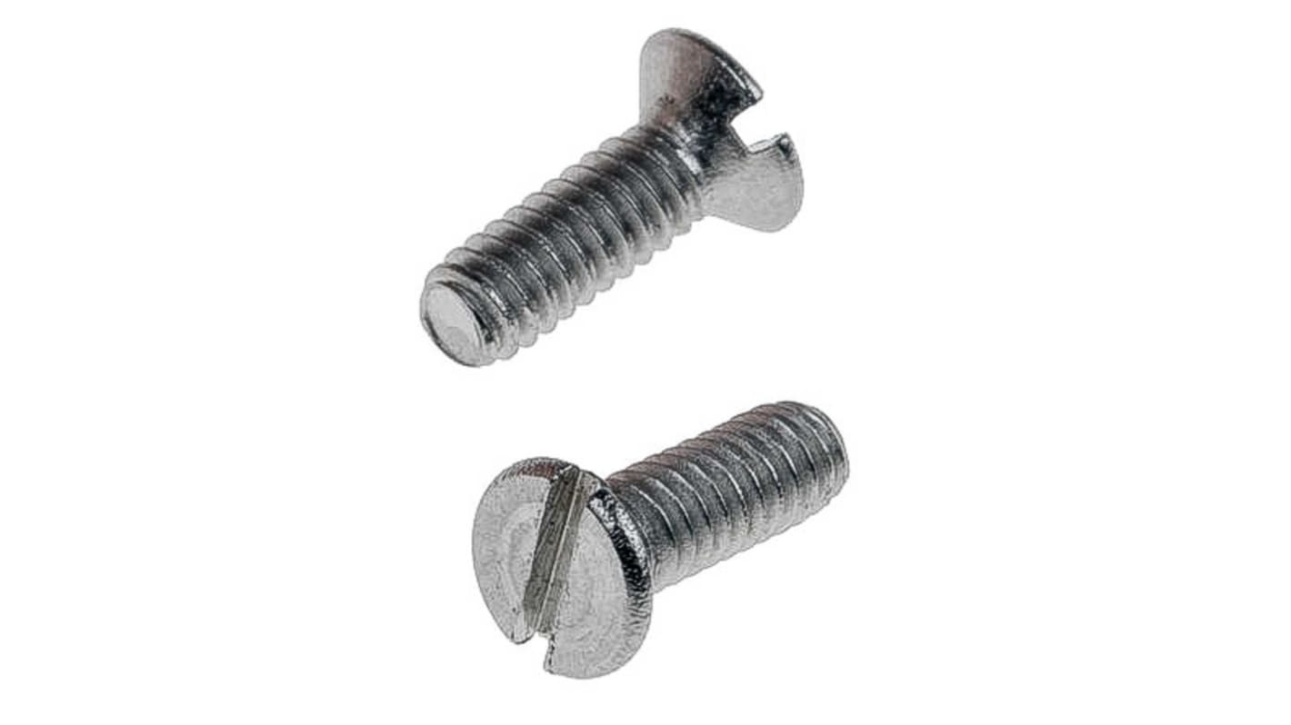 RS PRO Slot Countersunk A2 304 Stainless Steel Machine Screws DIN 963, M2.5x10mm