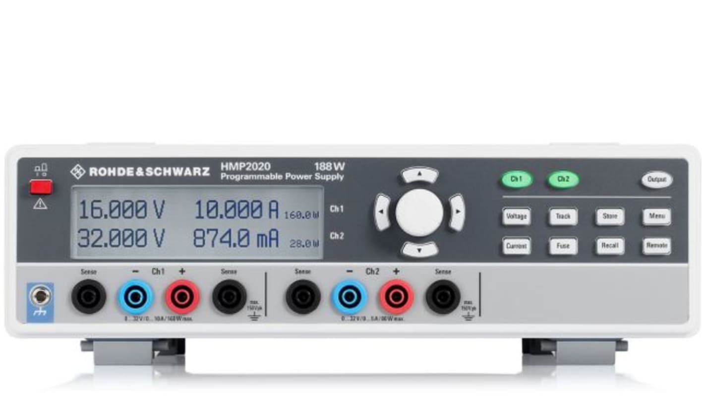 Fuente de alimentación Rohde & Schwarz HMP2020, calibrado RS, 2 salidas, 0 → 32V, 5A, 10A , 188W