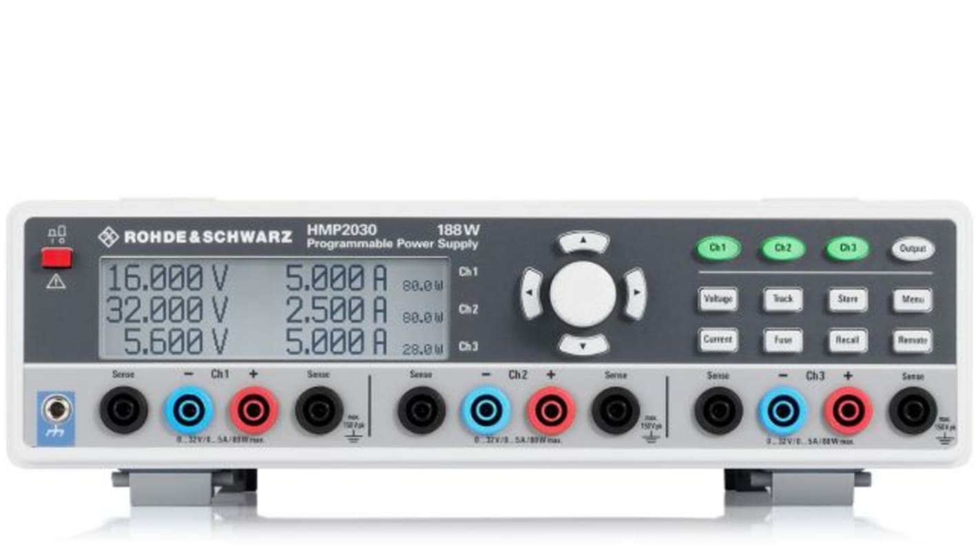 Rohde & Schwarz Laboratoriestrømforsyning, 3 Udgange, 0 → 32V, 5A, 188W, RSCAL kalibreret