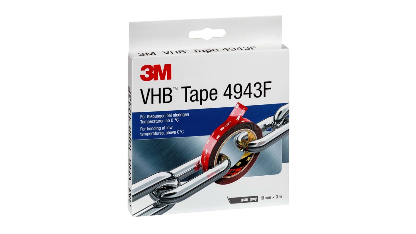 3M 4943F, VHB™ Grey Foam Tape, 19mm x 3m, 1.1mm Thick