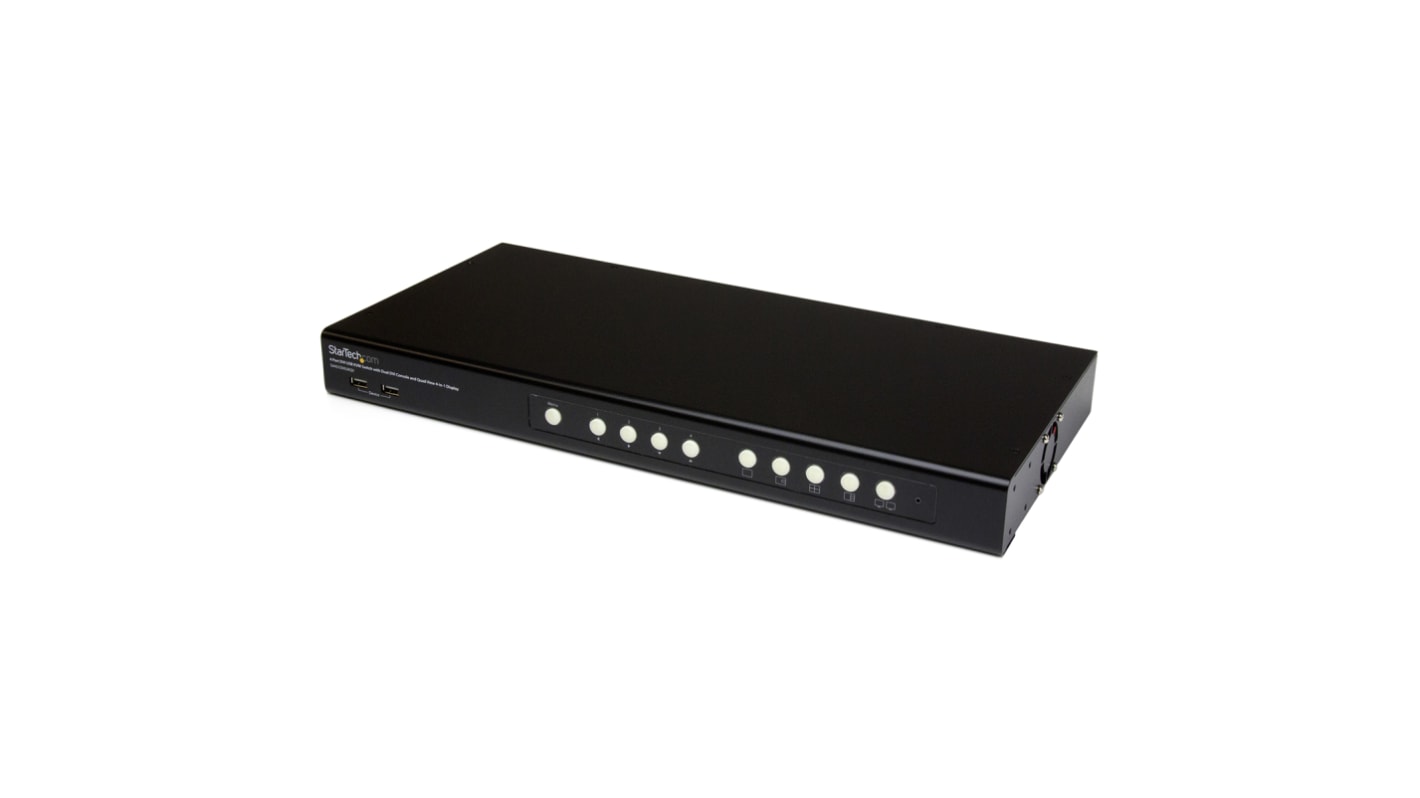 Startech KVM-Switch 4-Port 4 Videoausgänge DVI 2 Displays USB 3,5 mm Stereo 438 x 200 x 44mm