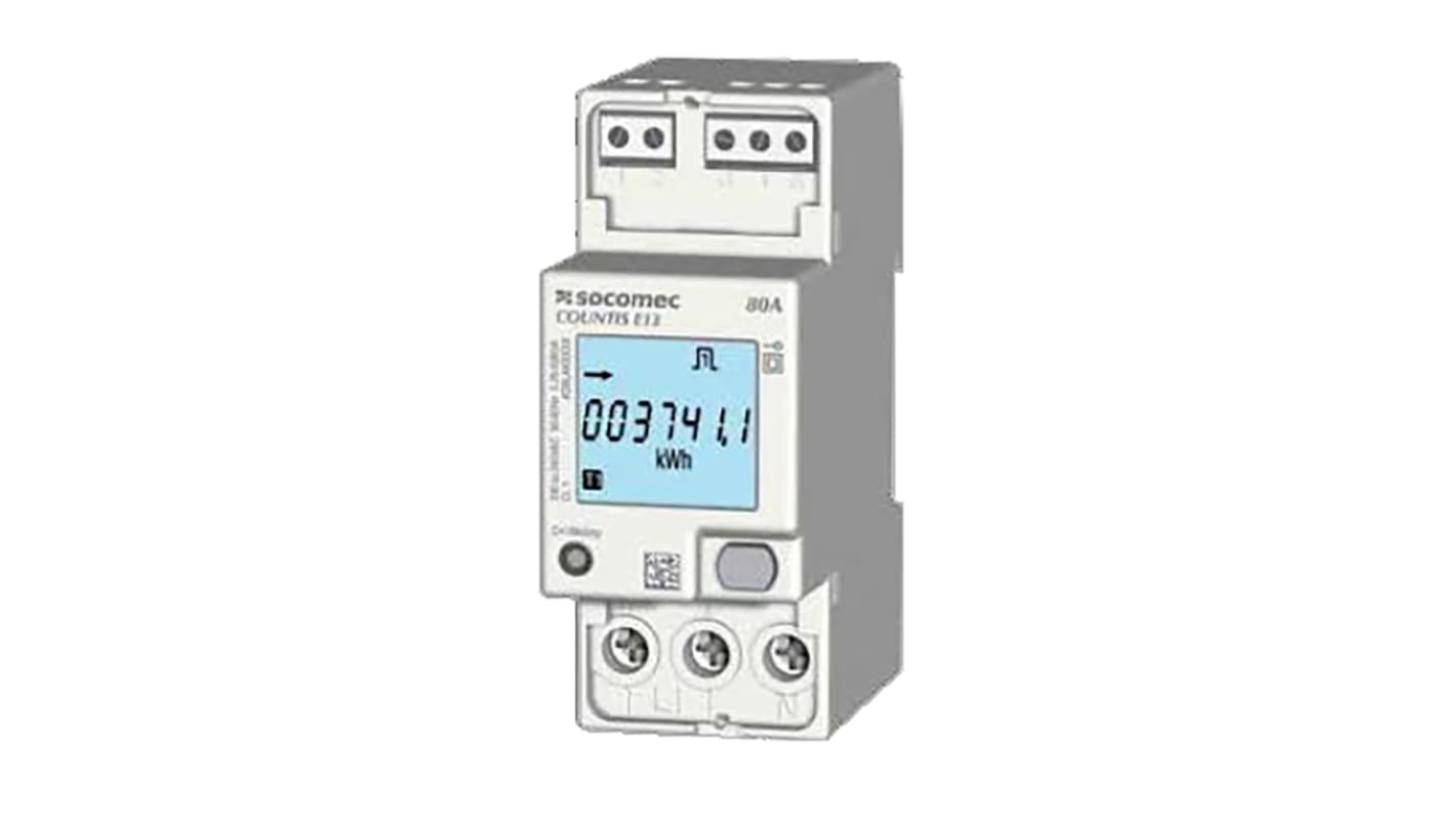 Medidor de energía Socomec serie E1x, display LCD retroiluminado, precisión 1 %, 1 fase