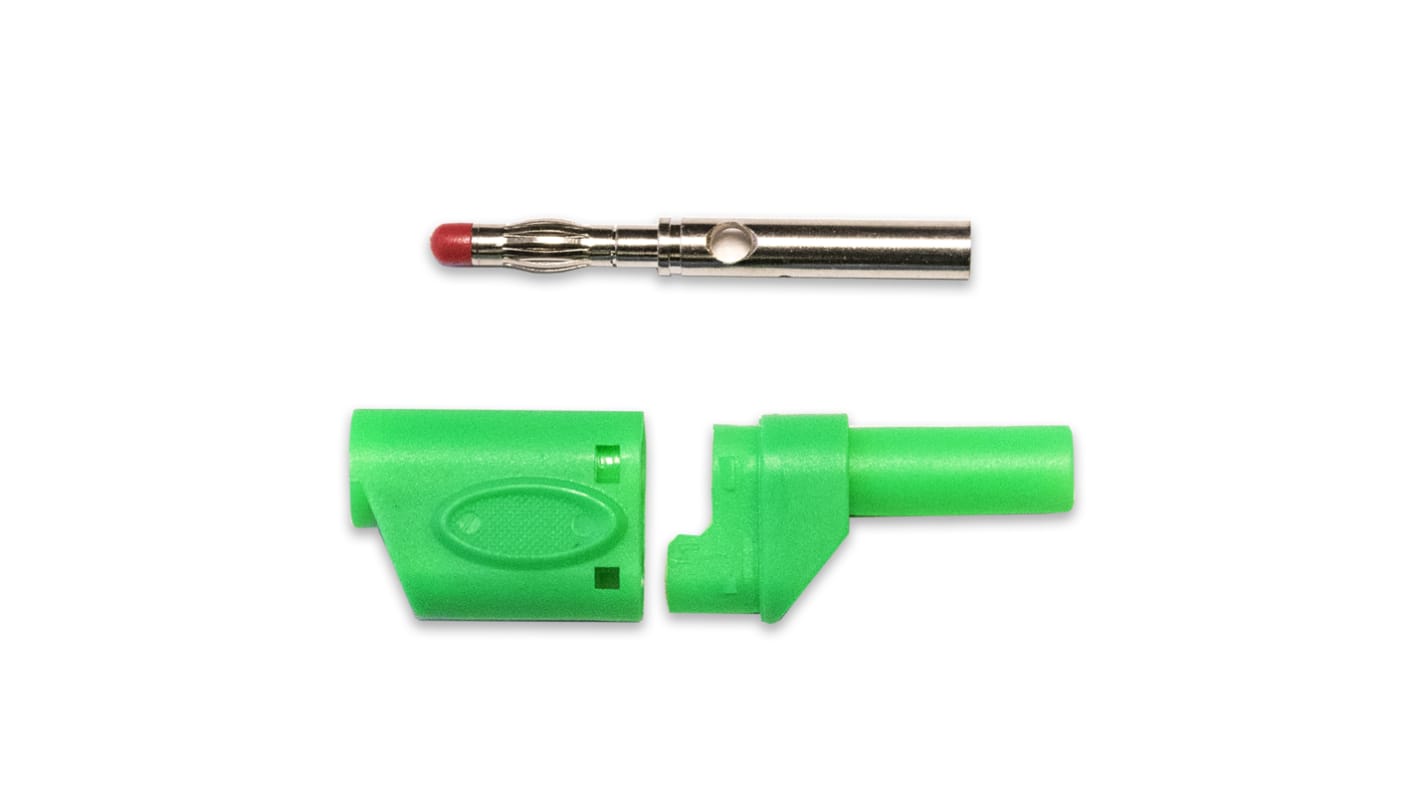 Mueller Electric Green Male Banana Plug, 4 mm Connector, Solder Termination, 20A