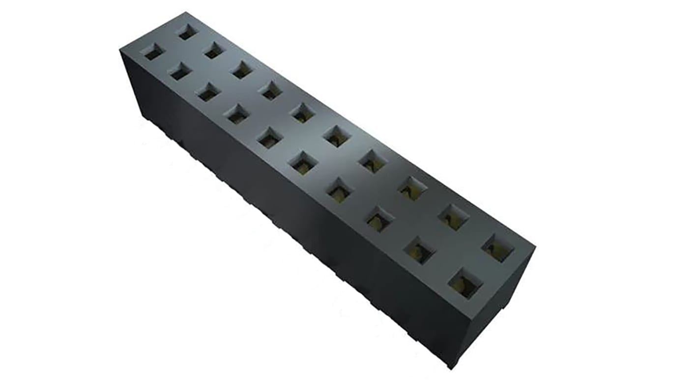 Samtec MMS Series Straight Through Hole Mount PCB Socket, 44-Contact, 2-Row, 2mm Pitch, Solder Termination