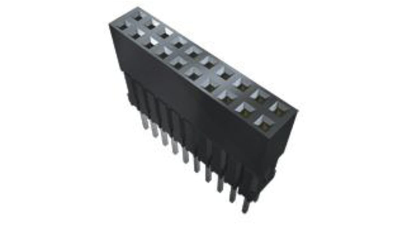 Conector hembra para PCB Samtec serie ESQ, de 6 vías en 1 fila, paso 2.54mm, 225 V., 12A, Montaje en orificio pasante,