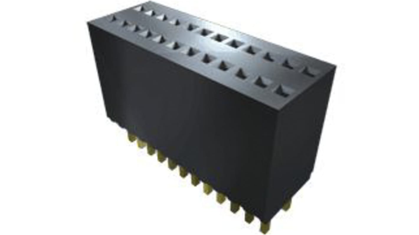 Samtec SMS Series Straight Through Hole Mount PCB Socket, 20-Contact, 2-Row, 1.27mm Pitch, Solder Termination