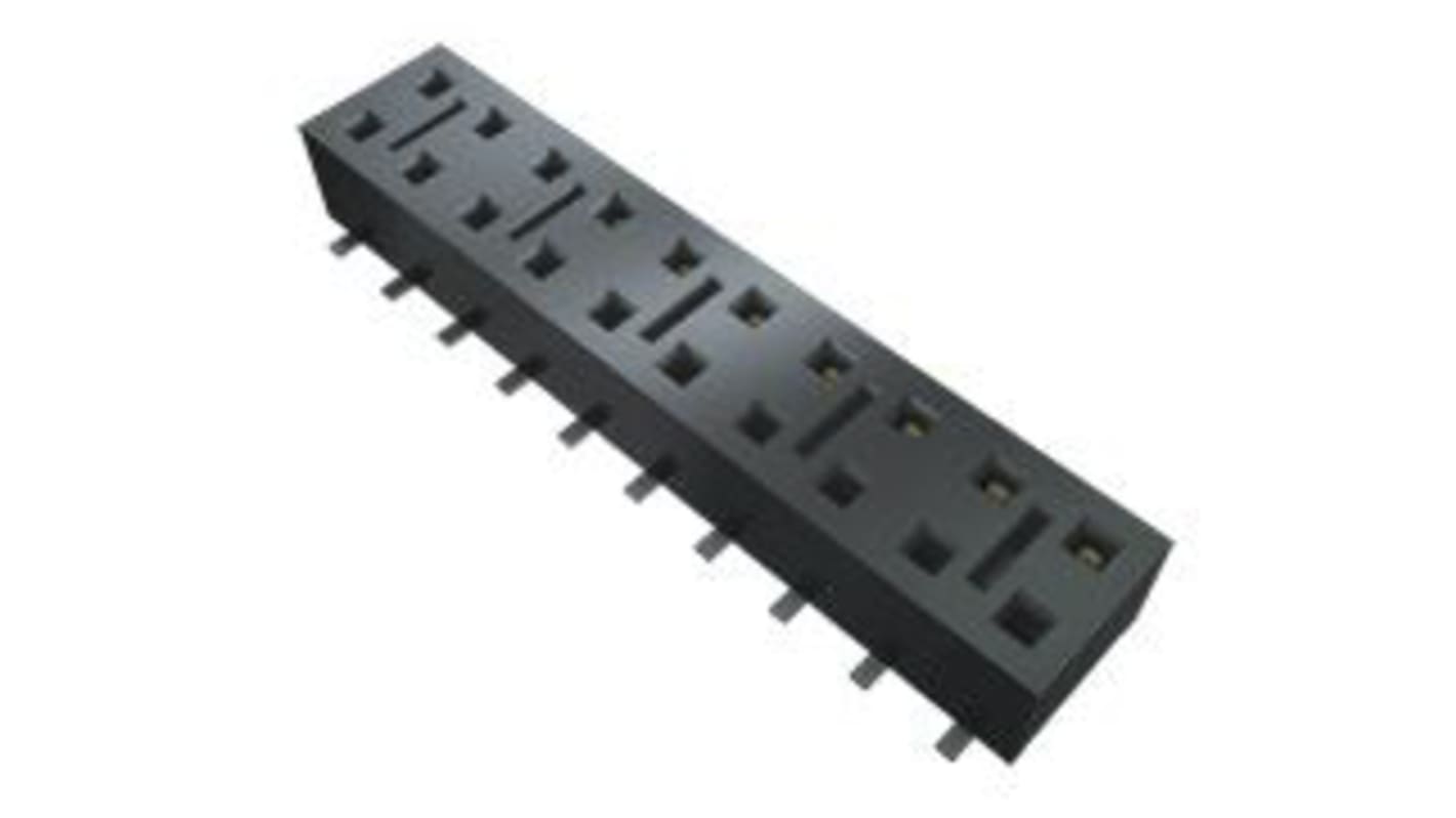 Conector hembra para PCB Samtec serie HLE, de 10 vías en 2 filas, paso 2.54mm, 400 V, 4.1A, Montaje en orificio