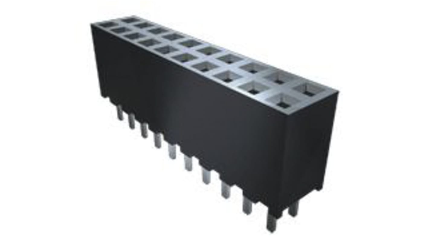 Samtec SQW Series Straight Through Hole Mount PCB Socket, 10-Contact, 2-Row, 2mm Pitch, Solder Termination