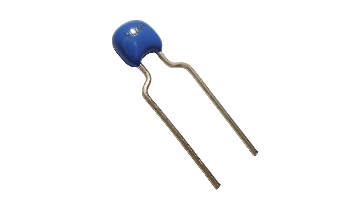 RS PRO Single Layer Ceramic Capacitor (SLCC) 100nF 50V dc ±10% X7R Dielectric, Through Hole +125°C Max Op. Temp.