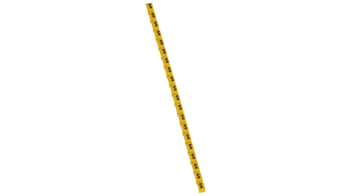 Legrand Cable Tie Cable Markers, Black on Yellow, Pre-printed "S"