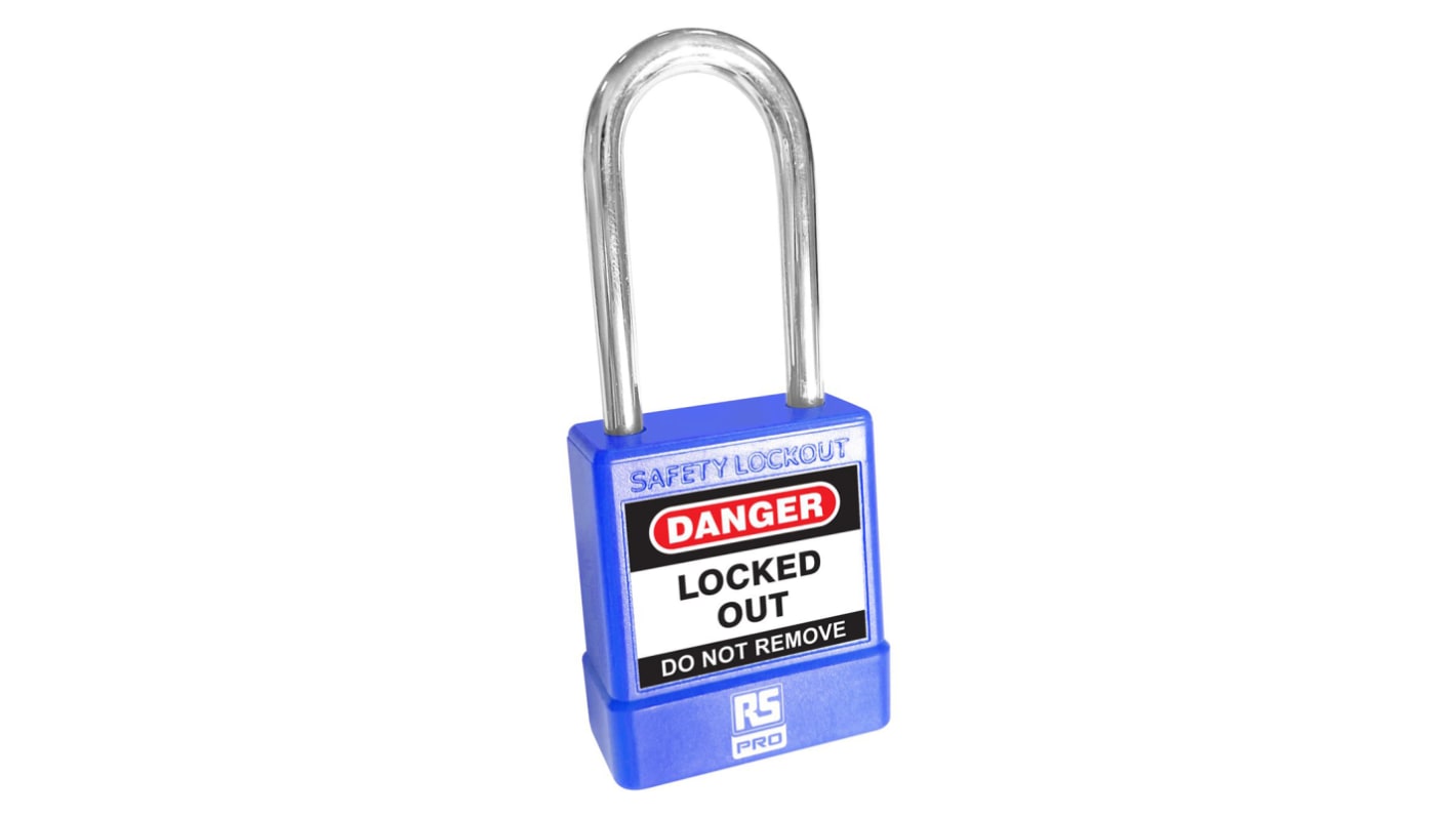 RS PRO Blue 1-Lock Steel Safety Padlocks