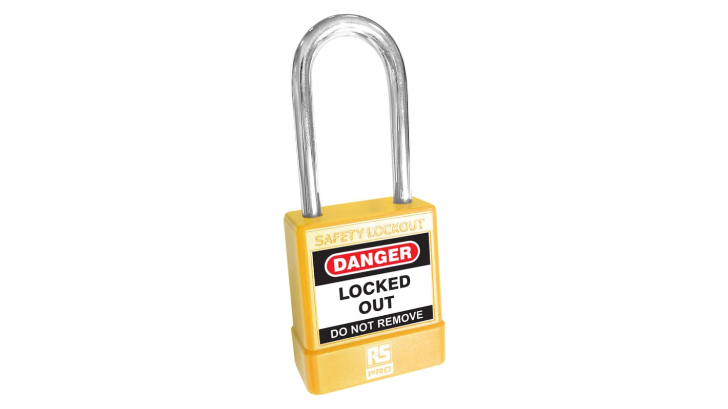 RS PRO Yellow 1-Lock Steel Safety Padlocks