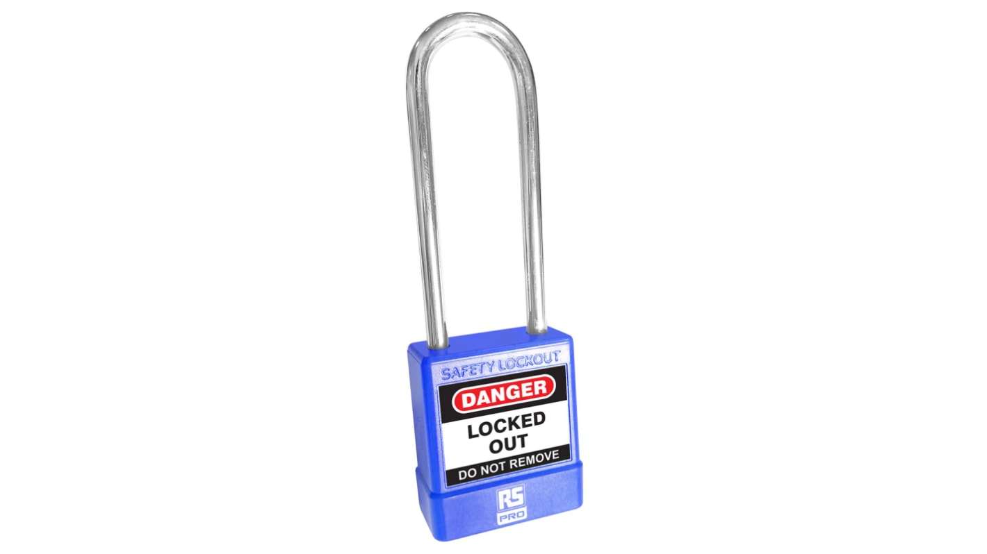 RS PRO Blue ABS, Steel Safety Lockout Padlocks, 5mm Shackle, 73mm Attachment