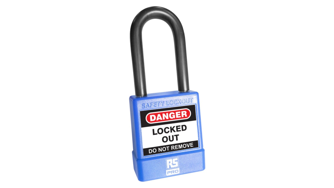 RS PRO Blue Steel Safety Lockout Padlocks, 6mm Shackle, 48mm Attachment