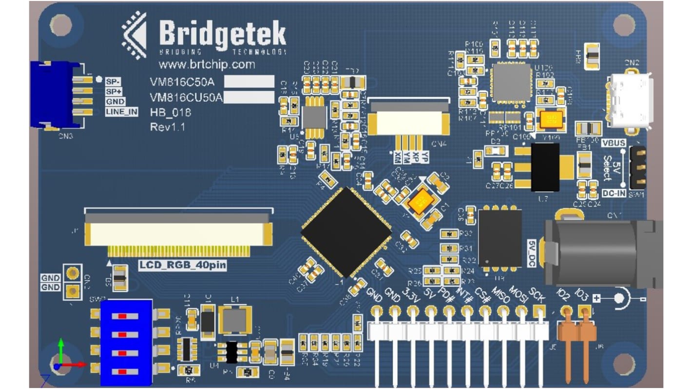 Bridgetek VM816CU50A-N LCD Udviklingsmodul med USB til BT816 EVE