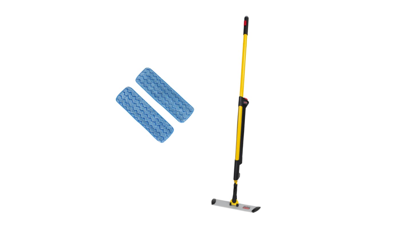 Rubbermaid Commercial Products Black, Yellow Mop Handle, 1.42m, for use with Industry, Microfibre Floor Cleaning System