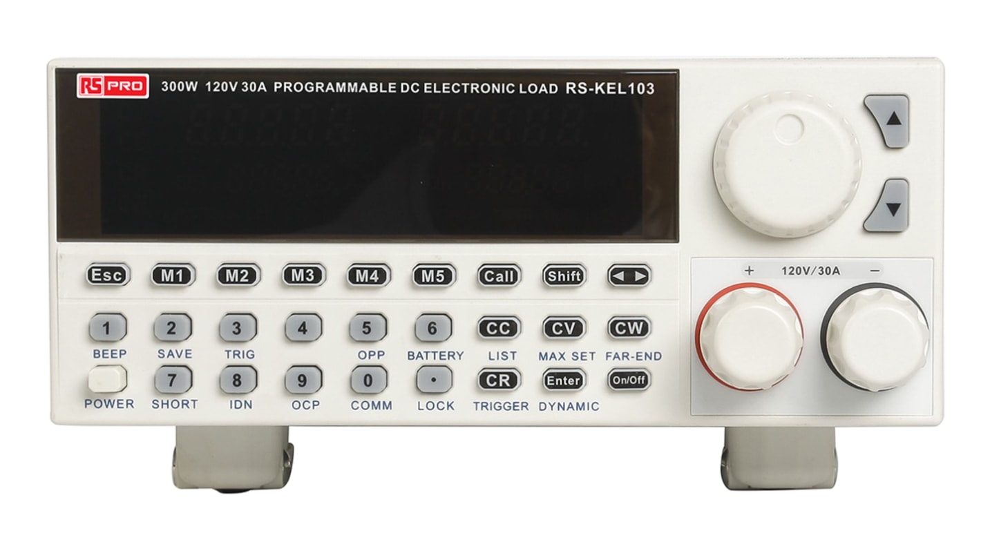 Carga electrónica RS PRO, 0 → 120 V. / 0 → 30 A. / 0 → 300 W