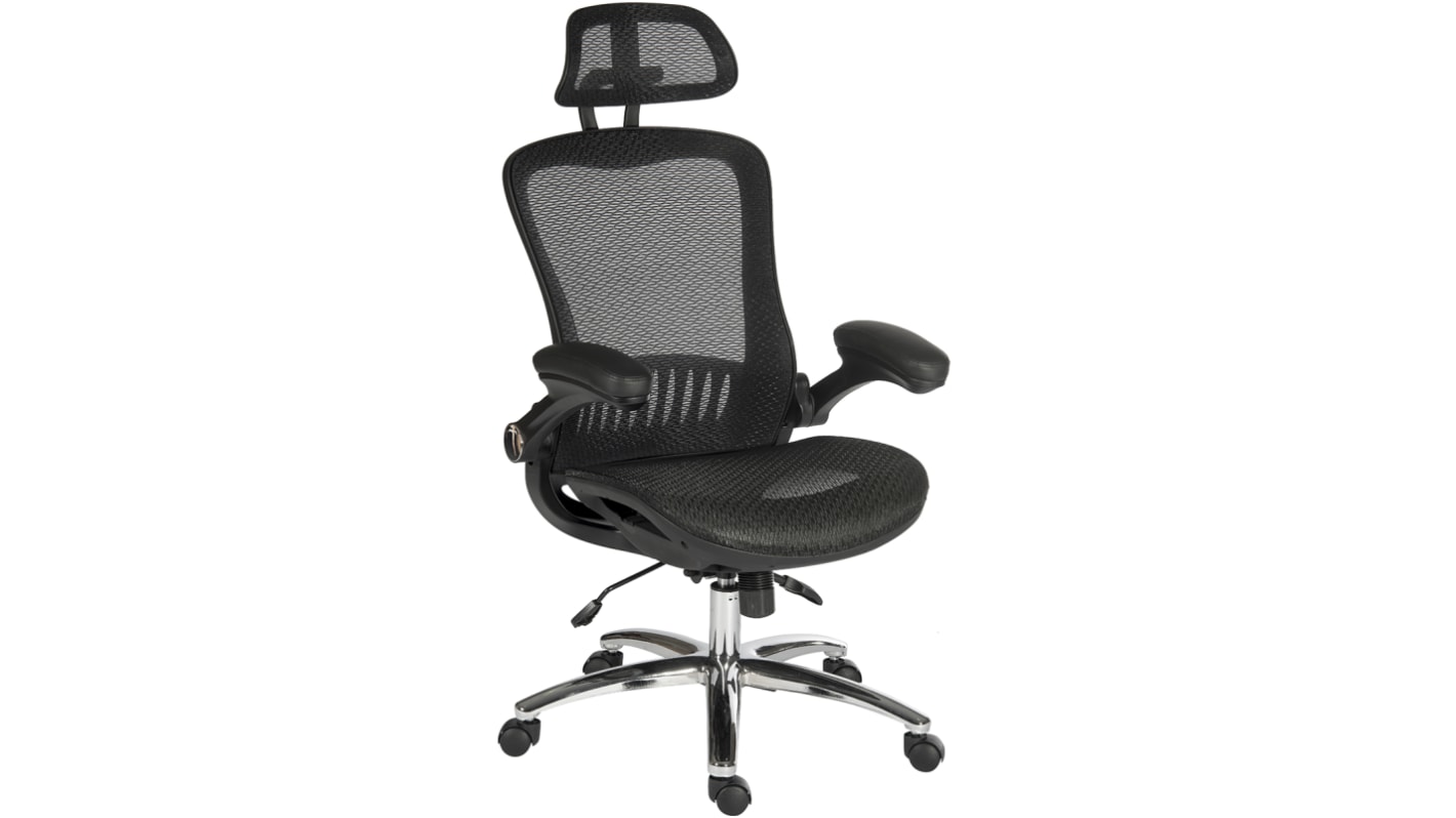 Chaise de bureau RS PRO , accoudoirs rabattables, Hauteur d'assise 45 → 56cm, Noir