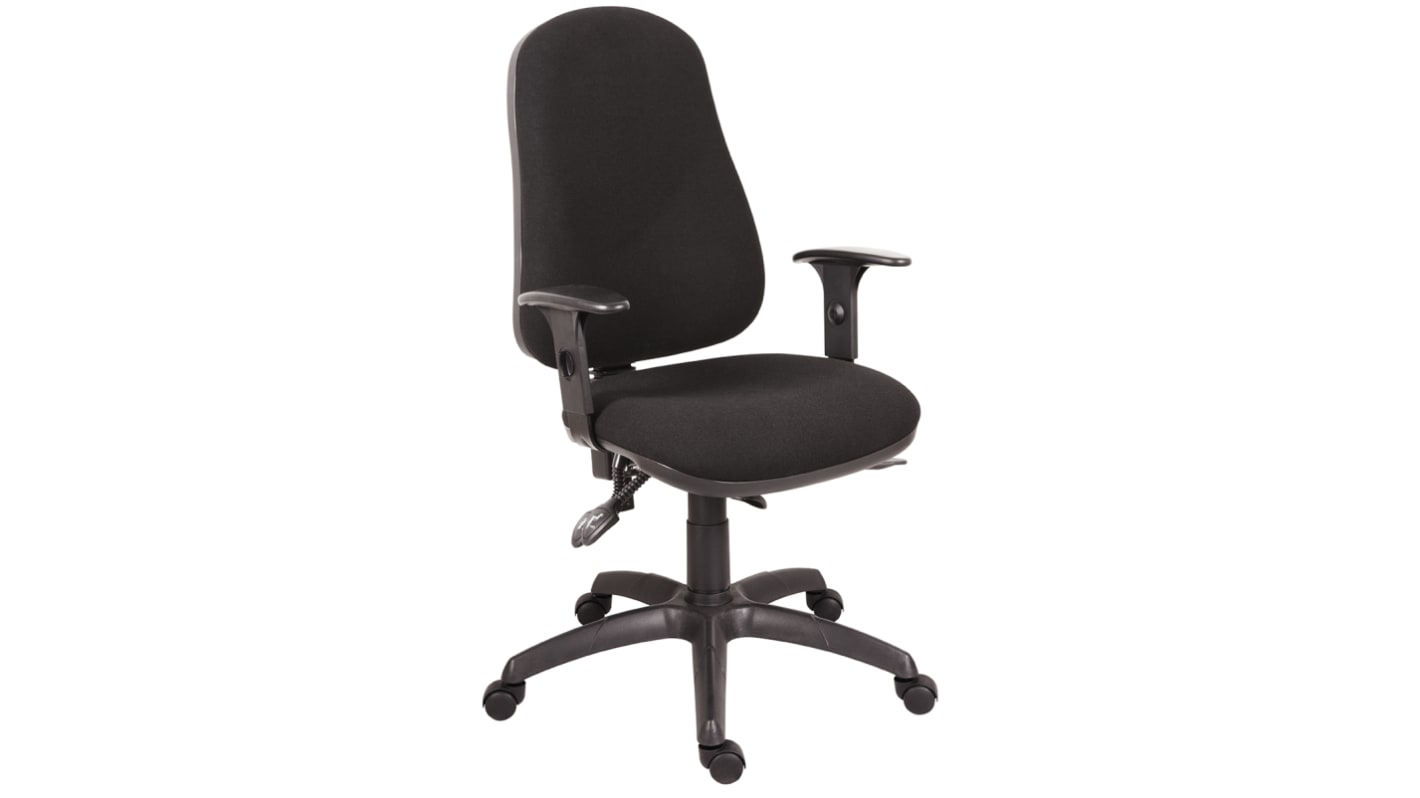 RS PRO Fekete Igen Igen Szövet Gépírói szék, Seat Height 52 → 64cm