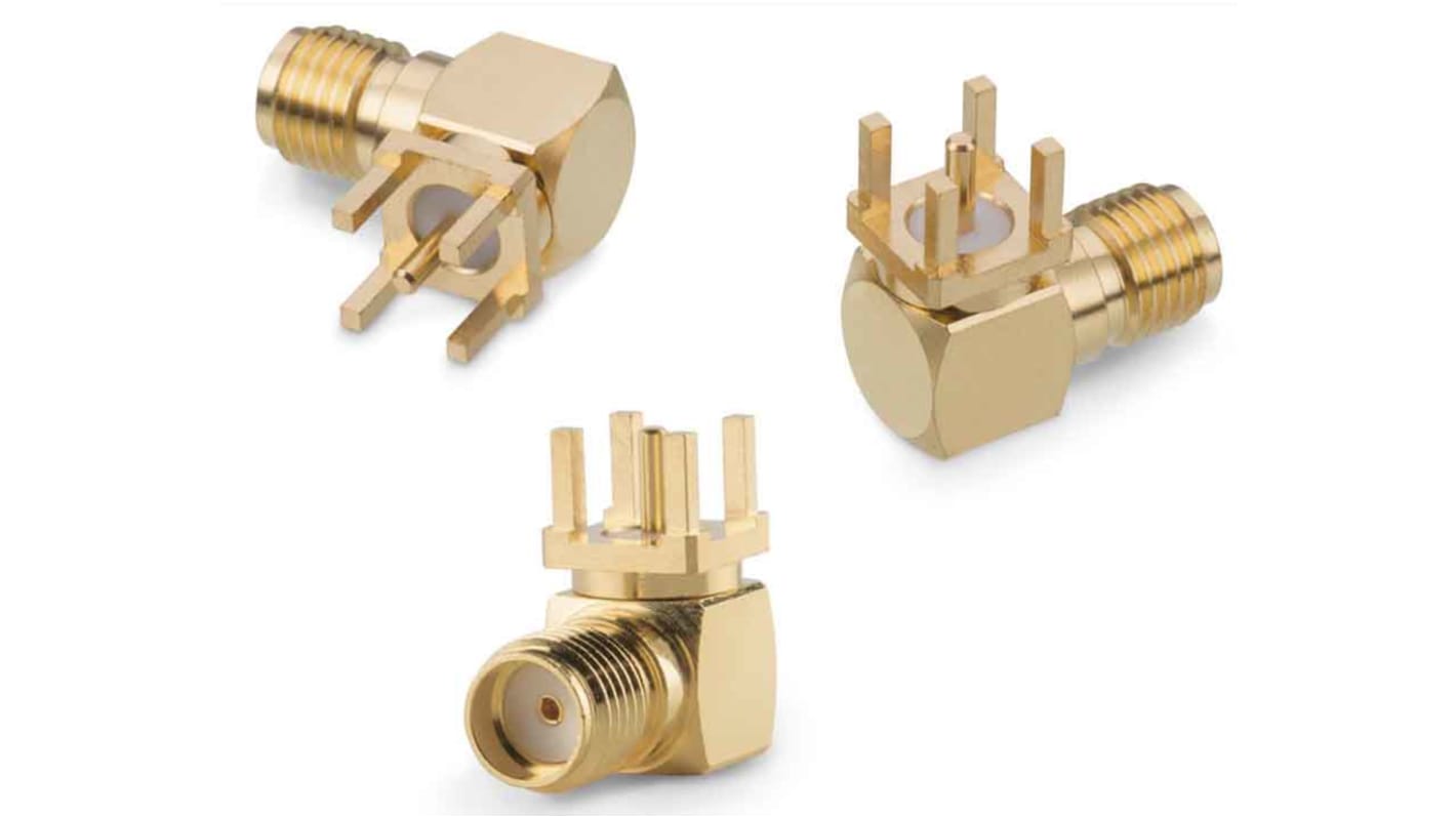 Wurth Elektronik WR-SMA Buchse Koaxialsteckverbinder SMA-Steckverbinder, PCB, Löt-Anschluss, Standard, gewinkelt