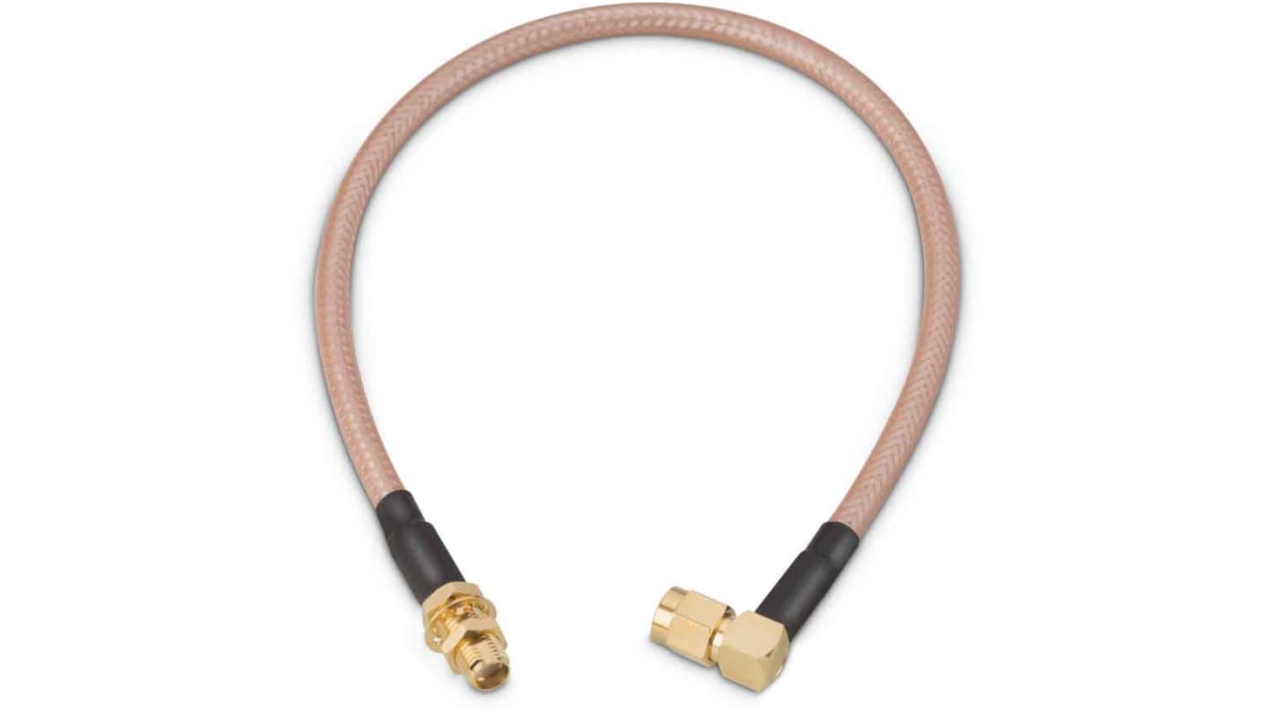 Cable coaxial RG142 Wurth Elektronik, 50 Ω, con. A: SMA, Macho, con. B: SMA, Hembra, long. 152.4mm Blanco