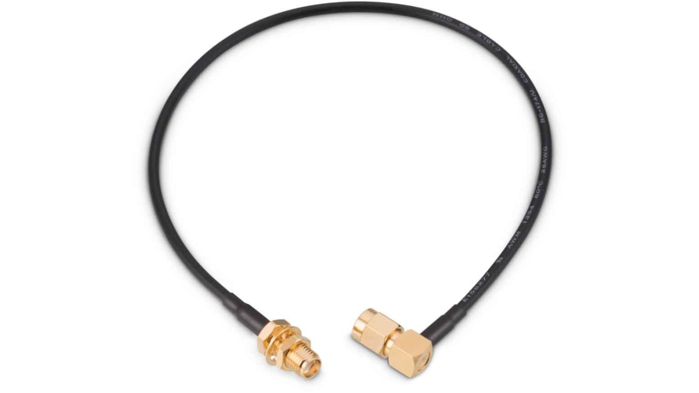 Cable coaxial RG174 Wurth Elektronik, 50 Ω, con. A: SMA, Macho, con. B: SMA, Hembra, long. 152.4mm Blanco