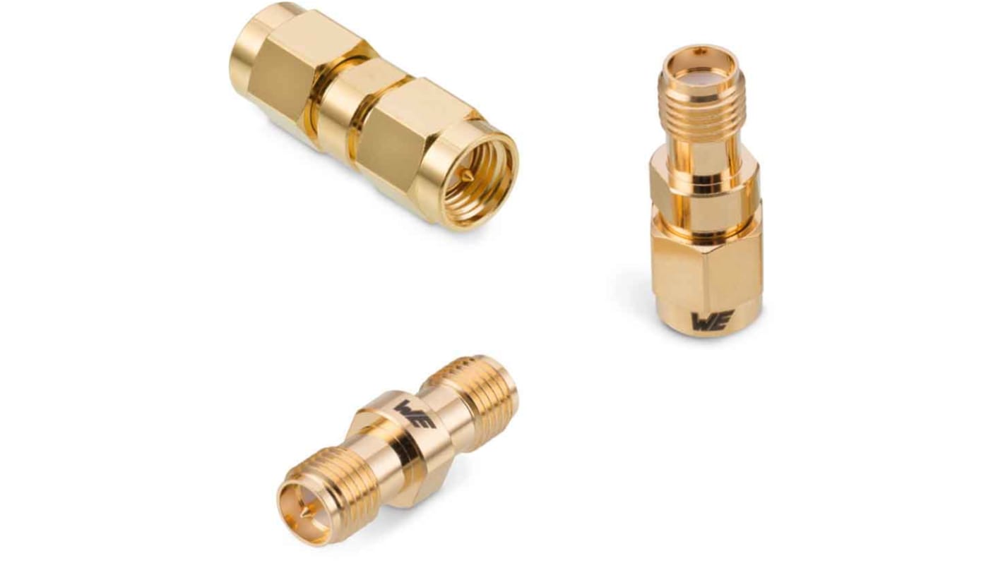 Adaptador coaxial Wurth Elektronik 64430103111000 50Ω, Hembra Recto SMA RP a Hembra SMA, 18GHz Coaxial SMA RP Oro sobre