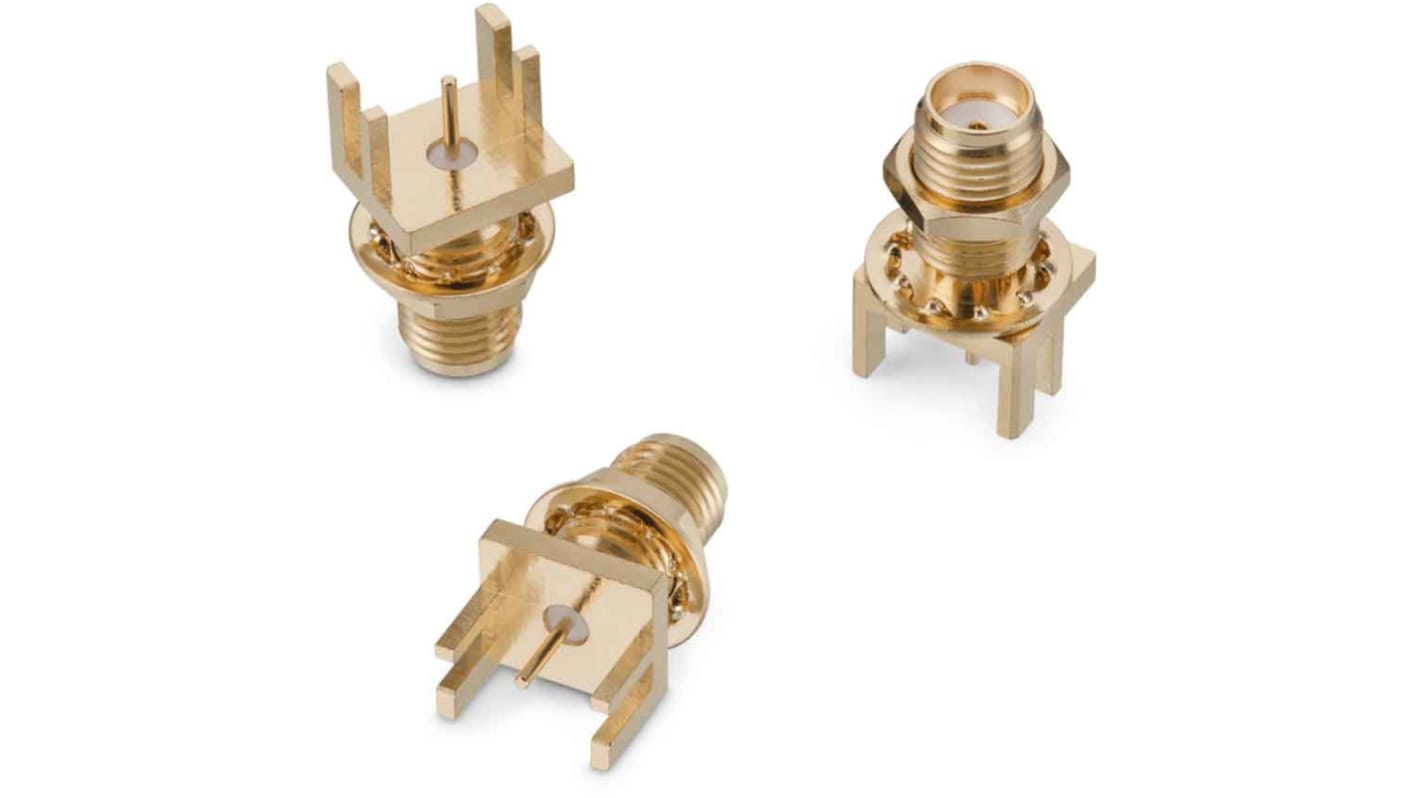 Conector coaxial Wurth Elektronik 60312242114510, Hembra, Recto, Montaje de Borde, Terminación de Soldador, Sí, 18GHz