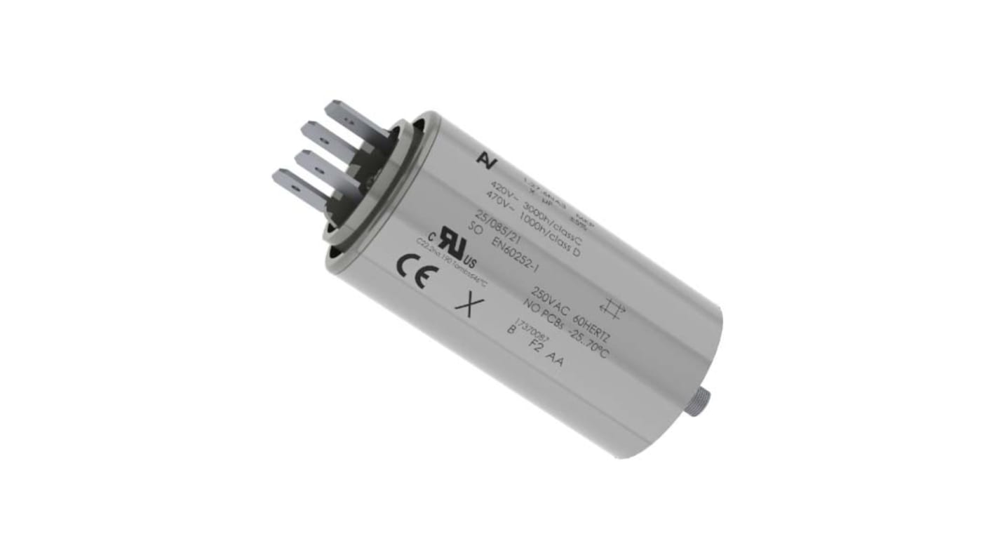 Condensador de película KEMET, 40μF, ±5%, 470V ac, Montaje en orificio pasante