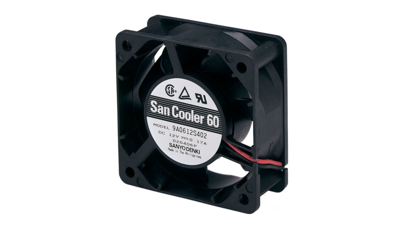 Ventilador Axial Sanyo Denki 9A de 60 x 60 x 25mm, 24 V dc, 1.44W, caudal 31.8m³/h, 28dB(A)