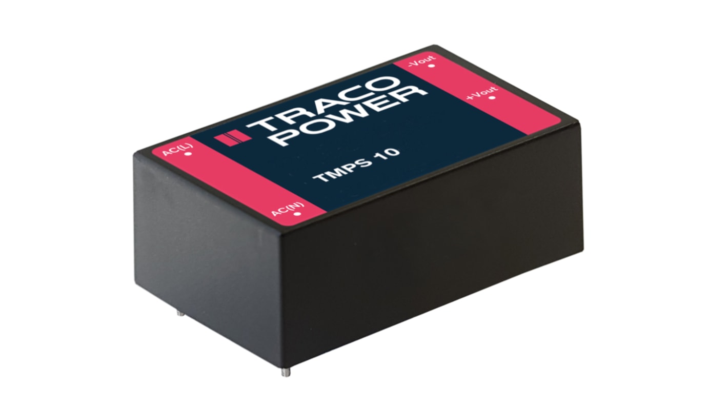 TRACOPOWER Switching Power Supply, TMPS 10-109, 9V dc, 1.1A, 10W, 1 Output, 120 → 370 V dc, 85 → 264 V ac