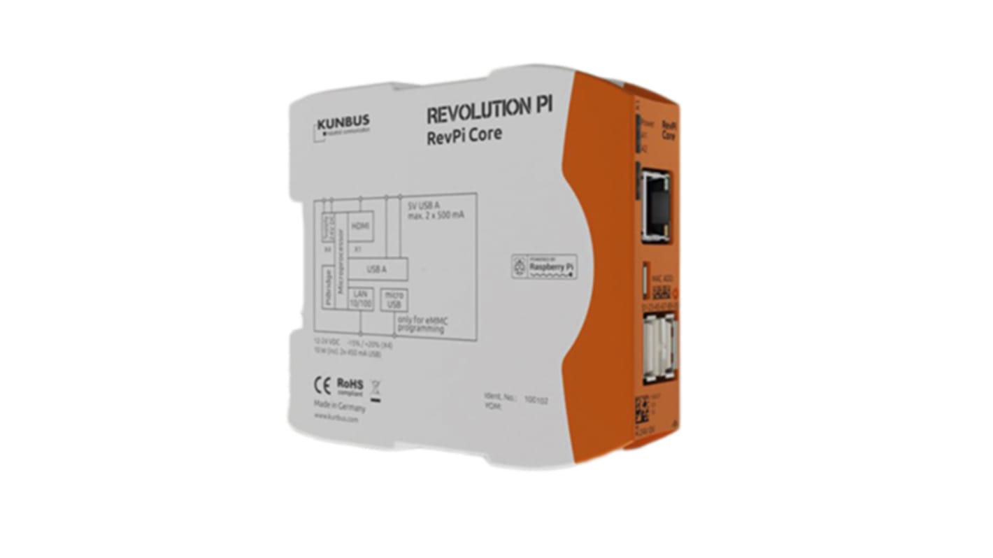 Revolution PI PR100102 FAコンピュータ 96 x 22.5 x 110.5 mm ポリカーボネート 保護等級：IP20 RevPi Core 12 → →24 V dc