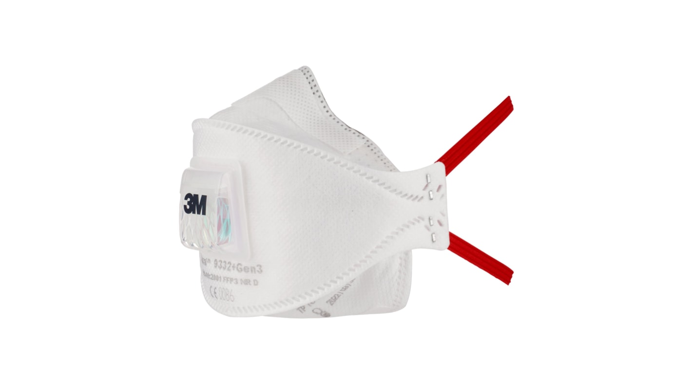 Masque respiratoire jetable 3M FFP2 série Aura™ 9300+Gen3, avec soupape,  avec clip nasal réglable, Blanc x 5
