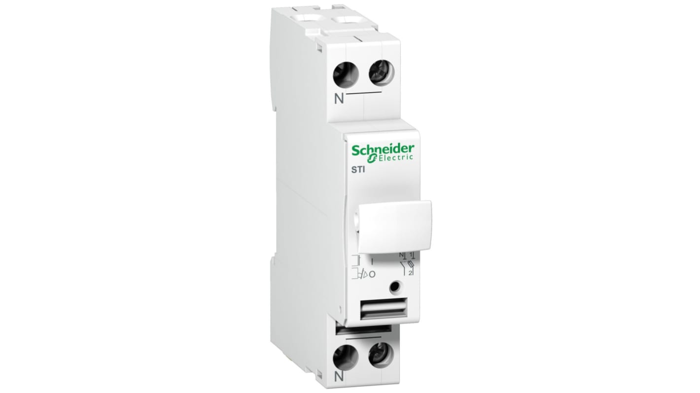 Interruptor seccionador con fusible Schneider Electric, 25A, 1P+N, Fusible 10,3 x 38mm Acti 9 STI