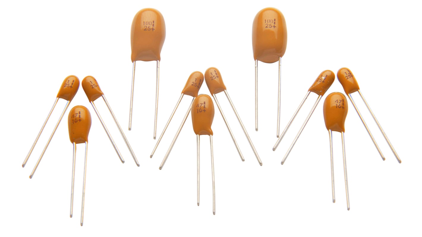 RS PRO 100μF Electrolytic Tantalum Electrolytic Capacitor 6.3V dc