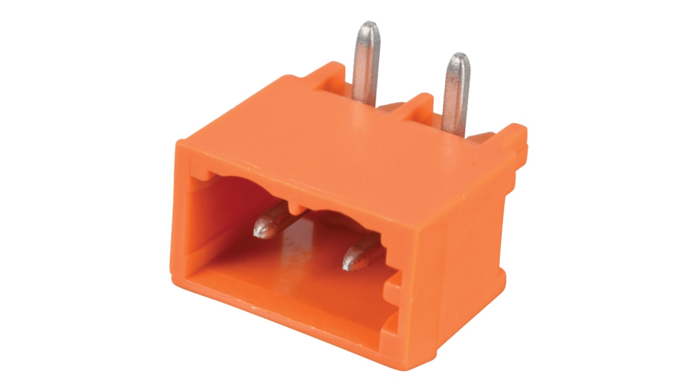 Conector macho para PCB Ángulo de 90° Wago serie MCS de 2 vías, paso 5.08mm, para soldar, Orificio Pasante