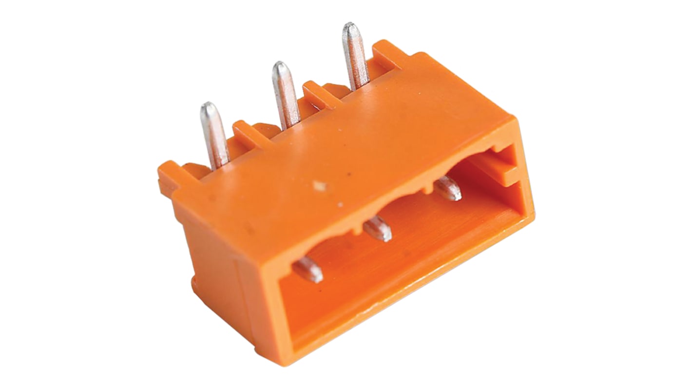 Wago 5.08mm Pitch 3 Way Right Angle Pluggable Terminal Block, Header, Through Hole, Solder Termination