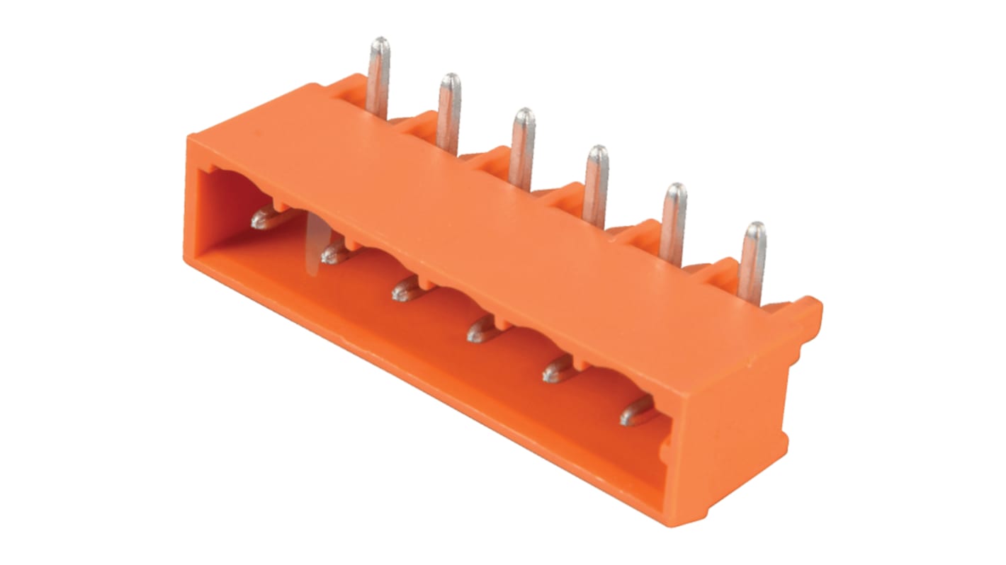 Wago 5.08mm Pitch 6 Way Right Angle Pluggable Terminal Block, Header, Through Hole, Solder Termination