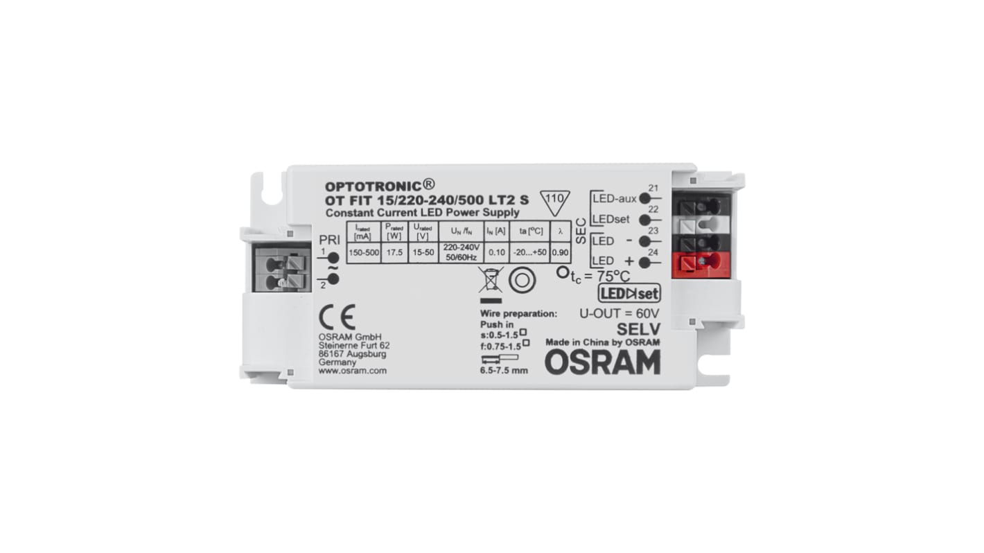 Osram LED Driver, 42V Output, 29.4W Output, 500mA Output