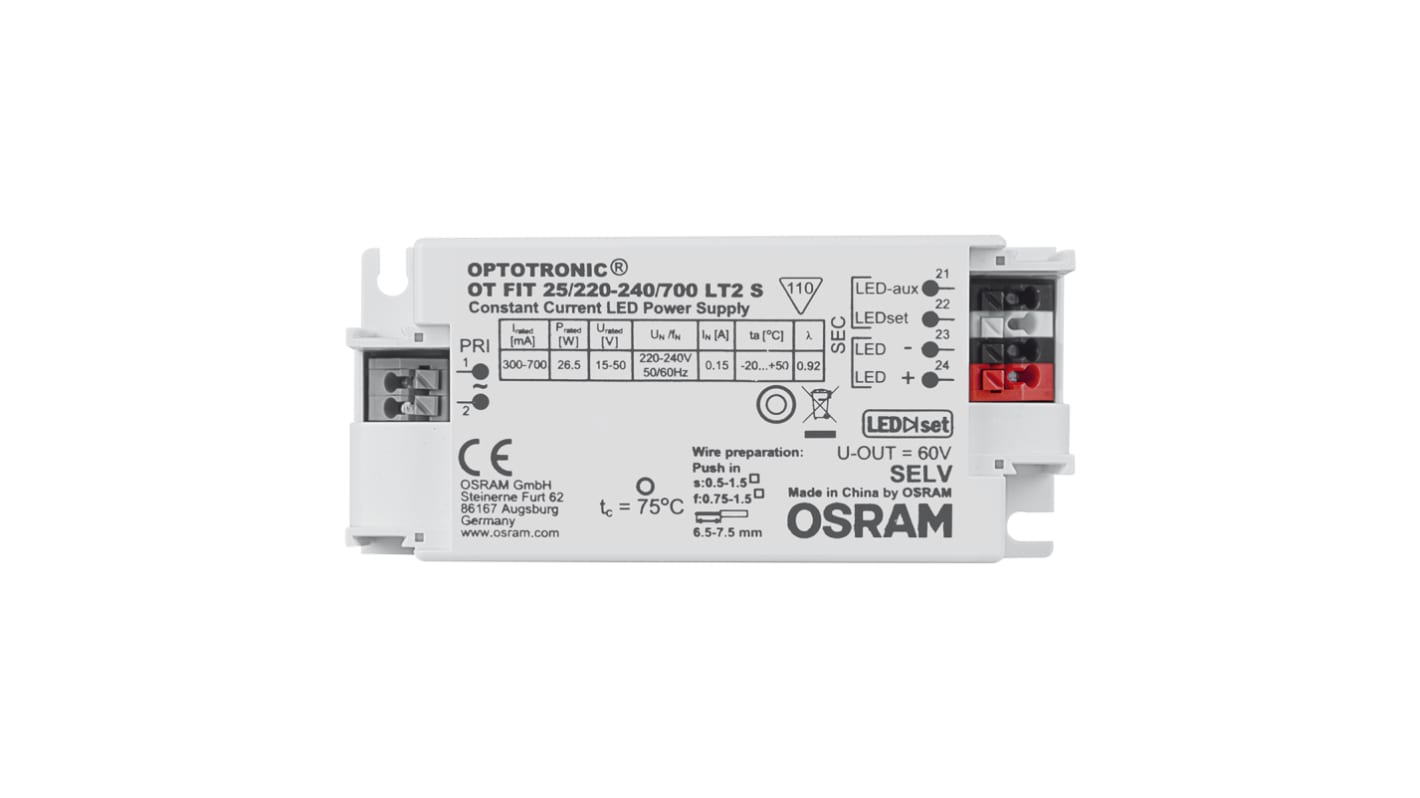 Driver LED Osram, IN: 220 V, OUT: 42V, 500mA, 29.4W, no regulable